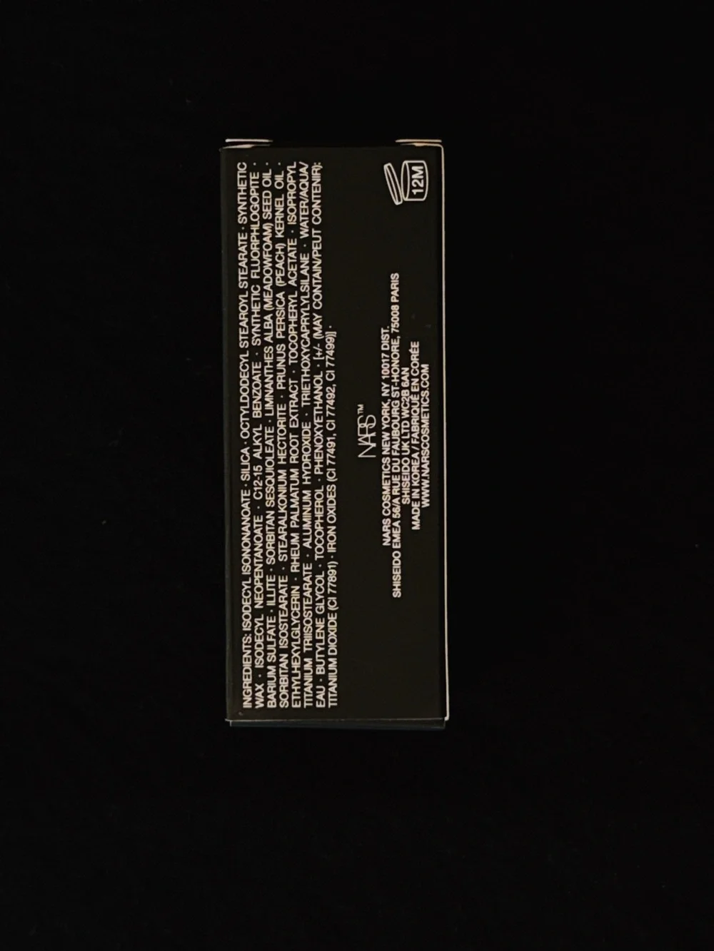 NARS Sculpting Stick Box in Black with Orange Logo